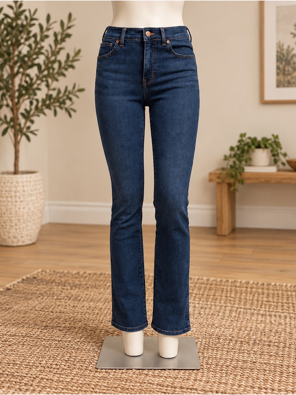 Madewell Mid-Rise Stovepipe Jeans Size 27 Dark Wash Stretch Straight Leg